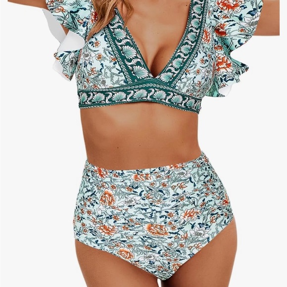 Floral Print Ruffle Bikini Set - Picture 1 of 3